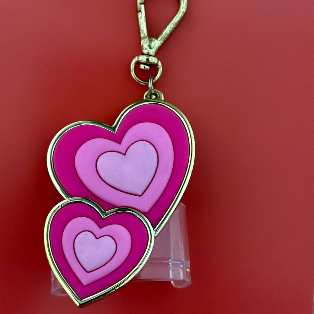 Bath & Body Works Valentine’s Day hearts hand sanitizer holder keychain